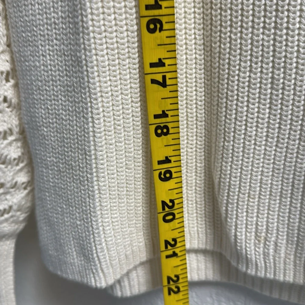NEW- 525 Chic Cream 100% Cotton Open Knit V neck Sweater S - Picture 10 of 10
